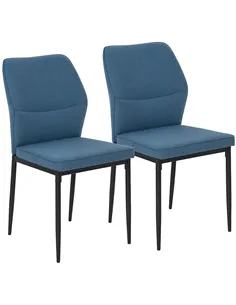 HOMCOM Velvet Dining Chairs Set of 2, Modern Armless Upholstered Kitchen Chairs with Metal Legs, Curved Back and Padded Seat, fo