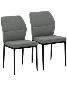 HOMCOM Velvet Dining Chairs Set of 2, Modern Armless Upholstered Kitchen Chairs with Metal Legs, Curved Back and Padded Seat, fo
