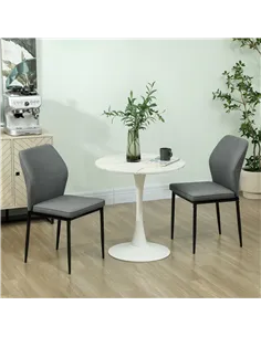HOMCOM Velvet Dining Chairs Set of 2, Modern Armless Upholstered Kitchen Chairs with Metal Legs, Curved Back and Padded Seat, fo 2