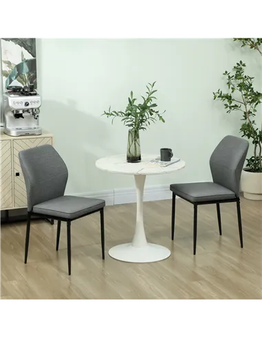 HOMCOM Velvet Dining Chairs Set of 2, Modern Armless Upholstered Kitchen Chairs with Metal Legs, Curved Back and Padded Seat, fo