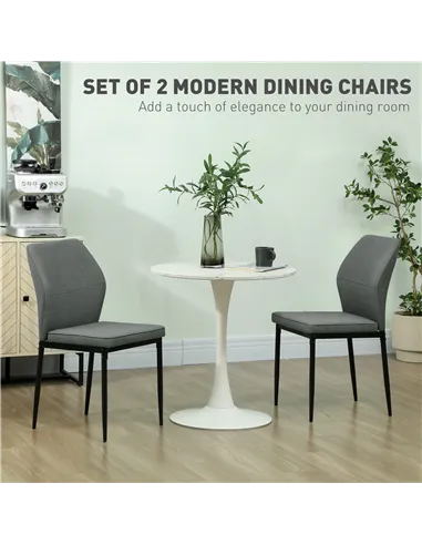 HOMCOM Velvet Dining Chairs Set of 2, Modern Armless Upholstered Kitchen Chairs with Metal Legs, Curved Back and Padded Seat, fo