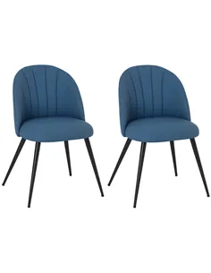 HOMCOM Dining Chairs Set of 2, Modern Upholstered Kitchen Chairs with Metal Legs, Shell Backrest and Padded Seat for Dining Room