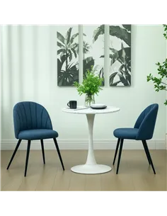 HOMCOM Dining Chairs Set of 2, Modern Upholstered Kitchen Chairs with Metal Legs, Shell Backrest and Padded Seat for Dining Room 2