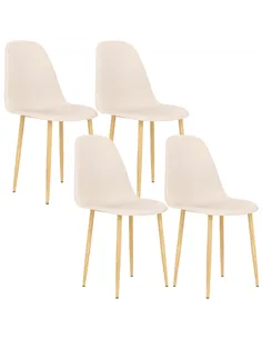 HOMCOM Modern Dining Chairs Set of 4, Kitchen Chairs with Backrest and Steel Legs for Dining Room, Living Room, Khaki