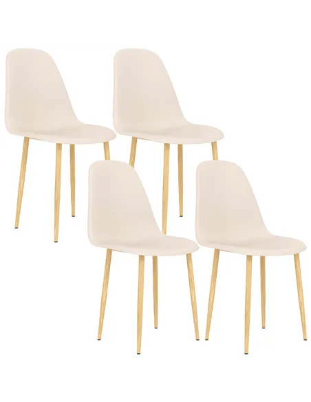 HOMCOM Modern Dining Chairs Set of 4, Kitchen Chairs with Backrest and Steel Legs for Dining Room, Living Room, Khaki