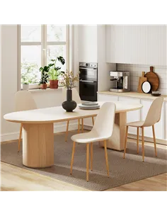 HOMCOM Modern Dining Chairs Set of 4, Kitchen Chairs with Backrest and Steel Legs for Dining Room, Living Room, Khaki 2