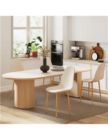 HOMCOM Modern Dining Chairs Set of 4, Kitchen Chairs with Backrest and Steel Legs for Dining Room, Living Room, Khaki