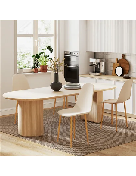 HOMCOM Modern Dining Chairs Set of 4, Kitchen Chairs with Backrest and Steel Legs for Dining Room, Living Room, Khaki