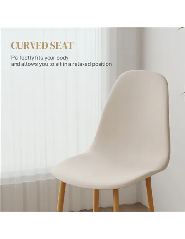 HOMCOM Modern Dining Chairs Set of 4, Kitchen Chairs with Backrest and Steel Legs for Dining Room, Living Room, Khaki