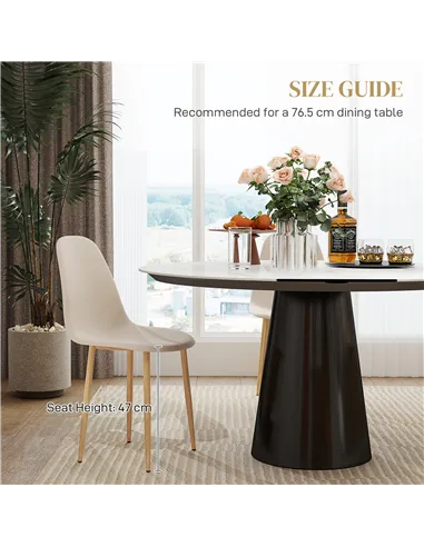 HOMCOM Modern Dining Chairs Set of 4, Kitchen Chairs with Backrest and Steel Legs for Dining Room, Living Room, Khaki