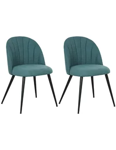 HOMCOM Dining Chairs Set of 2, Modern Upholstered Kitchen Chairs with Metal Legs, Shell Backrest and Padded Seat for Dining Room