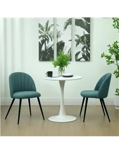 HOMCOM Dining Chairs Set of 2, Modern Upholstered Kitchen Chairs with Metal Legs, Shell Backrest and Padded Seat for Dining Room 2