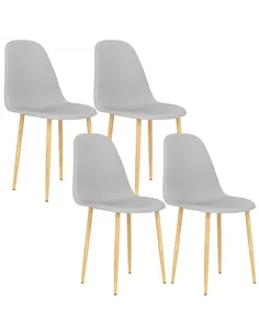 HOMCOM Modern Dining Chairs Set of 4, Kitchen Chairs with Backrest and Steel Legs for Dining Room, Living Room, Grey