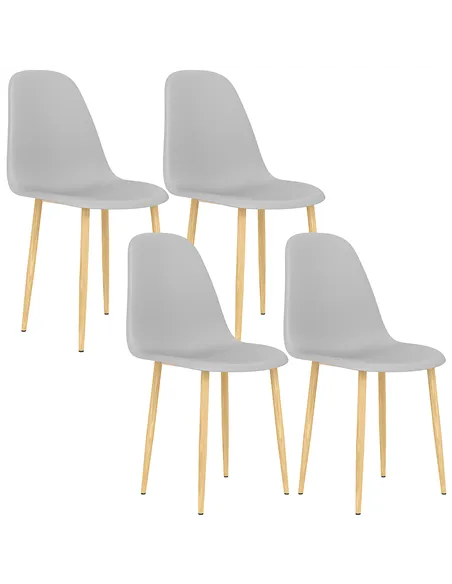 HOMCOM Modern Dining Chairs Set of 4, Kitchen Chairs with Backrest and Steel Legs for Dining Room, Living Room, Grey