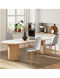 HOMCOM Modern Dining Chairs Set of 4, Kitchen Chairs with Backrest and Steel Legs for Dining Room, Living Room, Grey 2