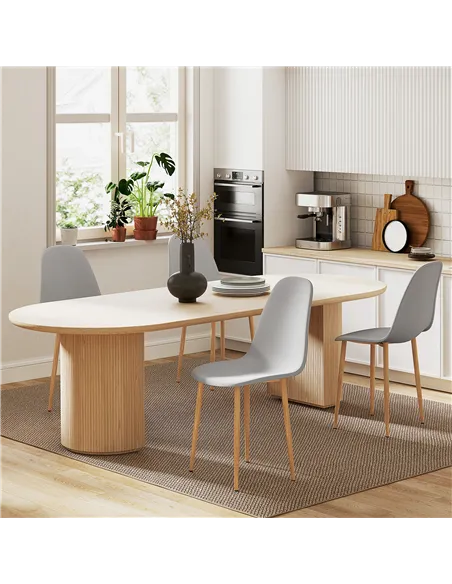 HOMCOM Modern Dining Chairs Set of 4, Kitchen Chairs with Backrest and Steel Legs for Dining Room, Living Room, Grey