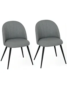 HOMCOM Dining Chairs Set of 2, Modern Upholstered Kitchen Chairs with Metal Legs, Shell Backrest and Padded Seat for Dining Room