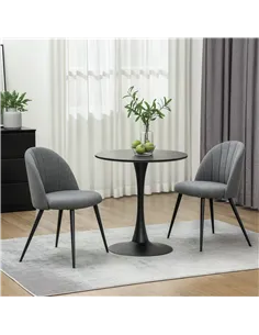 HOMCOM Dining Chairs Set of 2, Modern Upholstered Kitchen Chairs with Metal Legs, Shell Backrest and Padded Seat for Dining Room 2