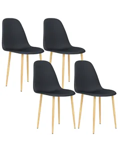 HOMCOM Modern Dining Chairs Set of 4, Kitchen Chairs with Backrest and Steel Legs for Dining Room, Living Room, Black