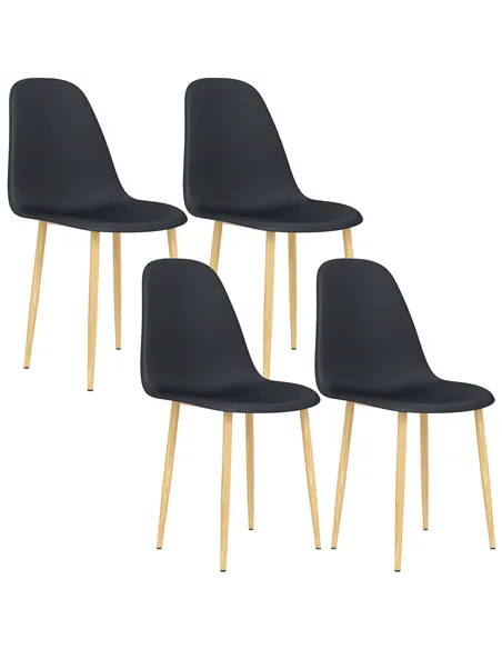 HOMCOM Modern Dining Chairs Set of 4, Kitchen Chairs with Backrest and Steel Legs for Dining Room, Living Room, Black