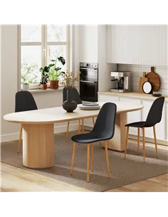 HOMCOM Modern Dining Chairs Set of 4, Kitchen Chairs with Backrest and Steel Legs for Dining Room, Living Room, Black 2