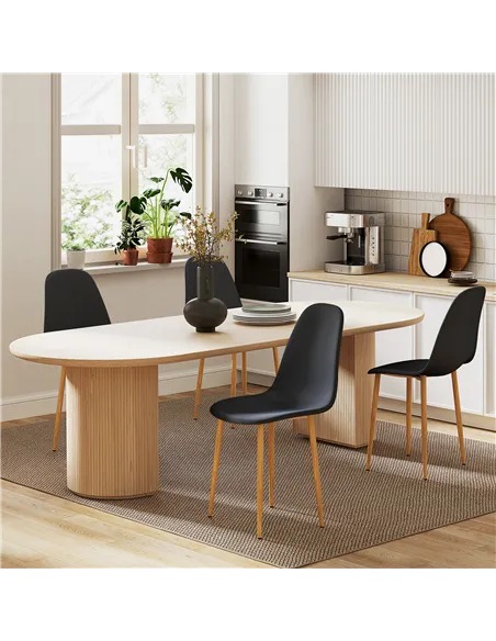 HOMCOM Modern Dining Chairs Set of 4, Kitchen Chairs with Backrest and Steel Legs for Dining Room, Living Room, Black