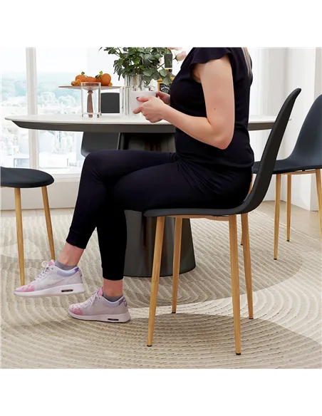 HOMCOM Modern Dining Chairs Set of 4, Kitchen Chairs with Backrest and Steel Legs for Dining Room, Living Room, Black
