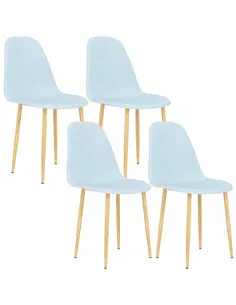 HOMCOM Modern Dining Chairs Set of 4, Kitchen Chairs with Backrest and Steel Legs for Dining Room, Living Room, Light Blue