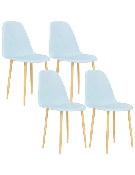 HOMCOM Modern Dining Chairs Set of 4, Kitchen Chairs with Backrest and Steel Legs for Dining Room, Living Room, Light Blue