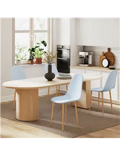HOMCOM Modern Dining Chairs Set of 4, Kitchen Chairs with Backrest and Steel Legs for Dining Room, Living Room, Light Blue 2