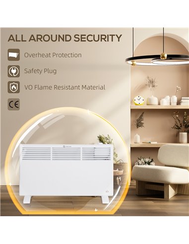 HOMCOM 1500W Convector Heater - White