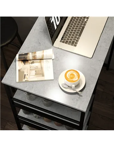 HOMCOM Three-Piece Kitchen Dining Set, with Shelves - Grey/Black