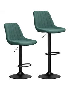 HOMCOM Set of Two Chenille-Feel Tub Bat Stools - Green