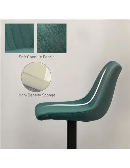 HOMCOM Set of Two Chenille-Feel Tub Bat Stools - Green