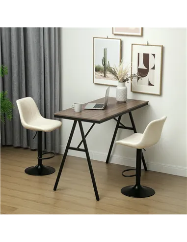 HOMCOM Set of Two Chenille-Feel Tub Bat Stools - Beige