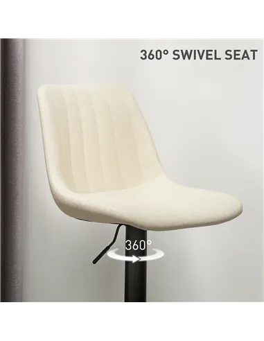 HOMCOM Set of Two Chenille-Feel Tub Bat Stools - Beige