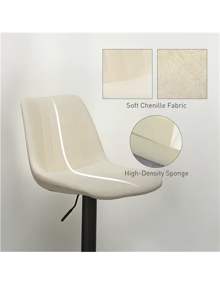 HOMCOM Set of Two Chenille-Feel Tub Bat Stools - Beige
