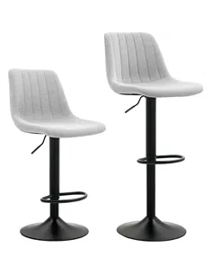 HOMCOM Set of Two Chenille-Feel Tub Bat Stools - Grey