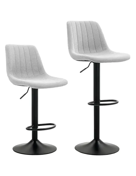 HOMCOM Set of Two Chenille-Feel Tub Bat Stools - Grey
