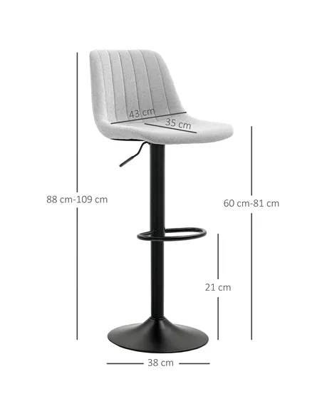 HOMCOM Set of Two Chenille-Feel Tub Bat Stools - Grey