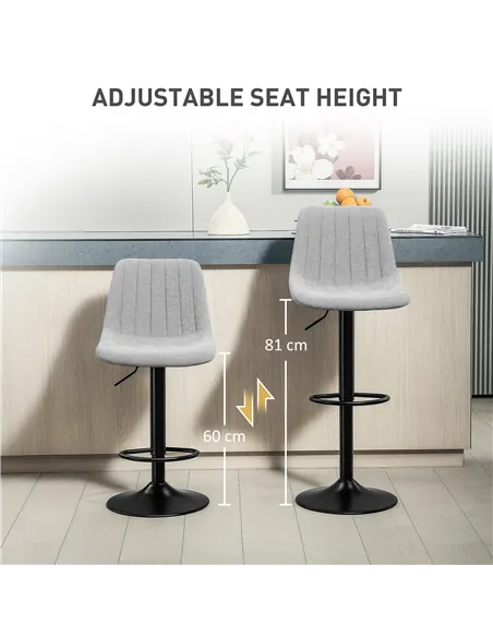 HOMCOM Set of Two Chenille-Feel Tub Bat Stools - Grey