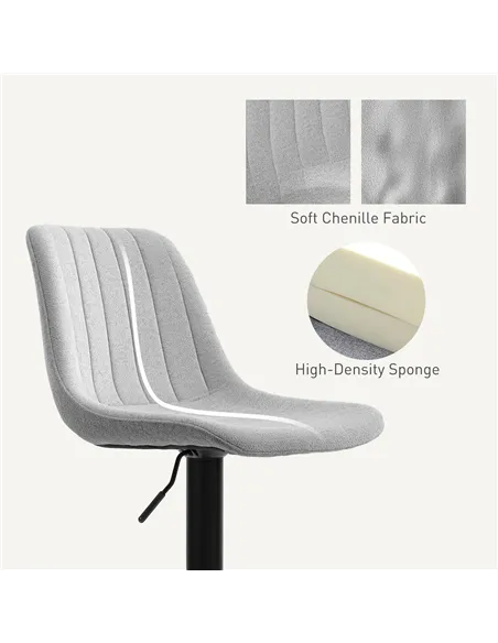 HOMCOM Set of Two Chenille-Feel Tub Bat Stools - Grey