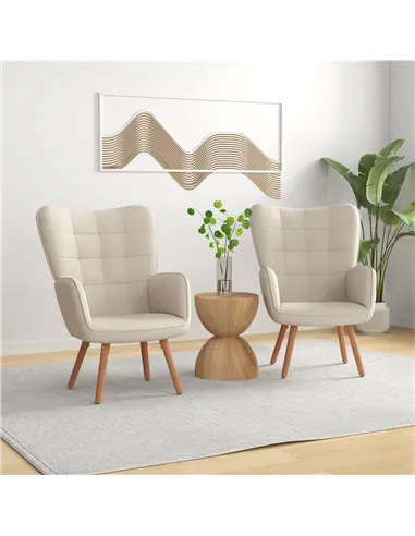 HOMCOM Modern Accent Chair Set of 2 Velvet-Touch Tufted Wingback Armchair Upholstered Leisure Lounge Sofa Club Chair with Wood L