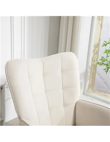 HOMCOM Modern Accent Chair Set of 2 Velvet-Touch Tufted Wingback Armchair Upholstered Leisure Lounge Sofa Club Chair with Wood L