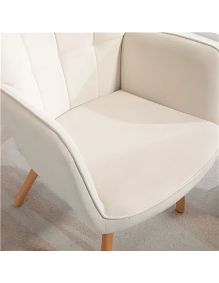 HOMCOM Modern Accent Chair Set of 2 Velvet-Touch Tufted Wingback Armchair Upholstered Leisure Lounge Sofa Club Chair with Wood L