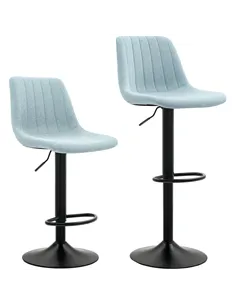 HOMCOM Set of Two Chenille-Feel Tub Bat Stools - Blue