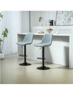 HOMCOM Set of Two Chenille-Feel Tub Bat Stools - Blue 2