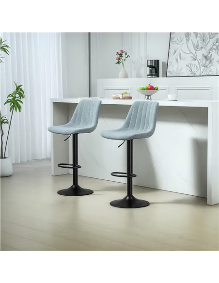 HOMCOM Set of Two Chenille-Feel Tub Bat Stools - Blue