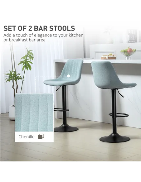 HOMCOM Set of Two Chenille-Feel Tub Bat Stools - Blue
