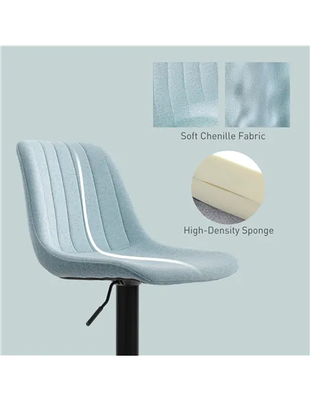 HOMCOM Set of Two Chenille-Feel Tub Bat Stools - Blue
